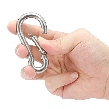 Stainless Steel Spring Snap Hook Carabiner - 304 Stainless Steel Caribeener Clips, Set of 6 - color: Silver, size: 3.15 Inch