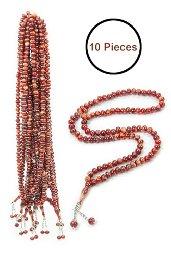 ihvan online, Tasbih Prayer Beads 99, Pack of 10, Muslim Prayer Bead, Islamic Rosary Bead, Dhikr, Tasbeeh Bulk, Misbaha, Masbaha, Tespih, Islamic Gift for Ramadan & Mawlid & Hajj Umrah - color: Brown