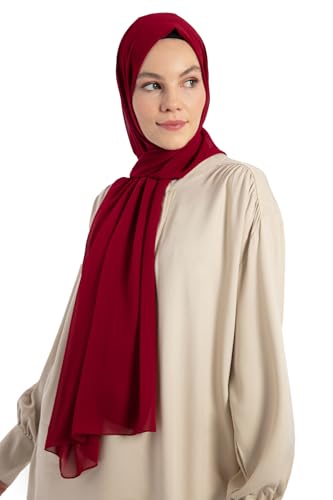 Chiffon Hijab Scarf For Women - Made in Turkiye - color: Cherry