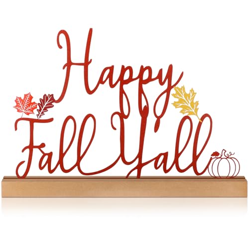 Yaocom Happy Fall Table Centerpiece Sign Autumn Metal Letter Decor 13.78" - style: Fall