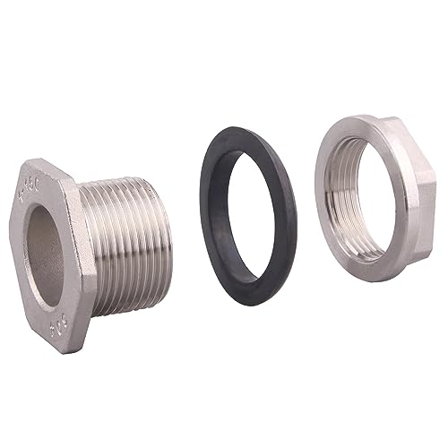 DERNORD 1" Female Bulkhead Water Tank Connector Stainless Steel Bulkhead Fittings Pack of 5 - size: 1 Inch, style: Pack of 5