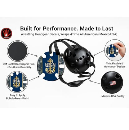 Wrestling Headgear with Ear Protection & Chin Cup Adjustable Lightweight Head Guard for Competition & Practice – Durable Protective Wrestling Ear Guard for Youth & Adult Athletes - color: Us Navy