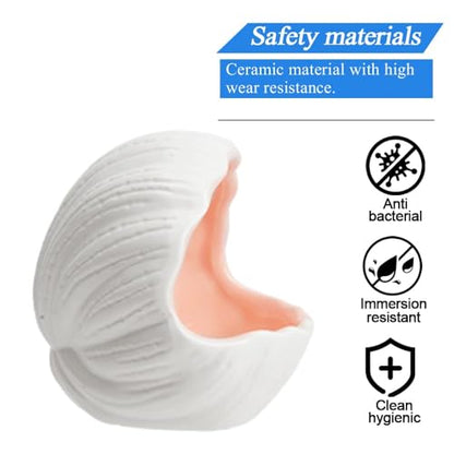 AnRui Cute Aquarium Decorations Ceramic Conch Shell-Shaped House Thematic Betta Fish Tank Accessory Decor Ornament Hideout Cave for Fish Playing or Hiding, Pink