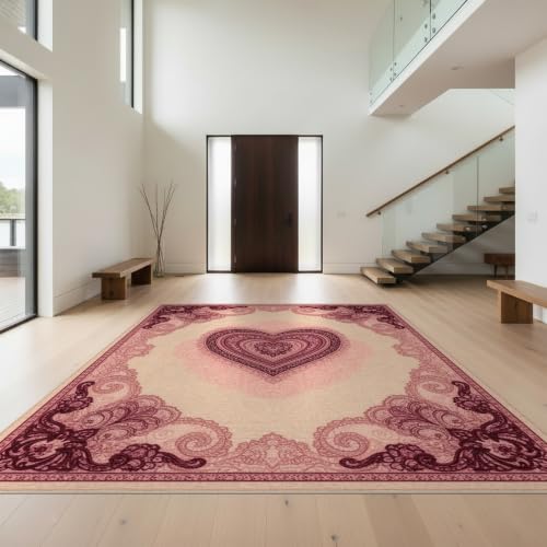 6'x9' Beige Warm Heart Design Prayer Washable Area Rug - color: Beige/Pattern 3, size: 6' x 9' (Rectangular)