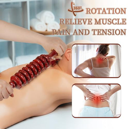 Liitrton 다리용 수동 나무 마사지 롤러 스틱, 바디 롤러, 레드 | 유발점 완화, 통증 근육 회복을 위한 목재 테라피 마사지 도구 - color: 레드 스트레이트 9륜