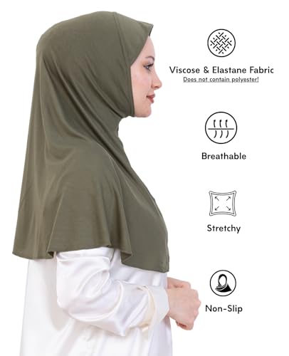 Prien Ready Hijab For Women, One Piece Muslim Instant Turban, Easy To Wear Long Head Scarf, Turkish Islamic Clothes For Abaya - color: Khaki