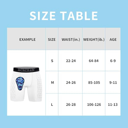 Padded Baseball Sliding Shorts with Included Soft Protective Cup, 4-Way Stretch Moisture Wicking Compression Underwear for Contact Sports Baseball Softball Football Lacrosse (White Grey, M)