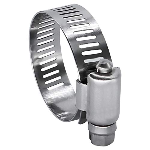 1.5" Hose Clamp Full Stainless Steel 27mm - 51mm,10 Pack | 1.5 hose clamp worm gear - SAE 24 Size, 1/2" Band Width, smoothly install and precisely fit hose & pipe size - size: 1.5" Hose Clamp 27mm - 51mm (1.06" - 2")