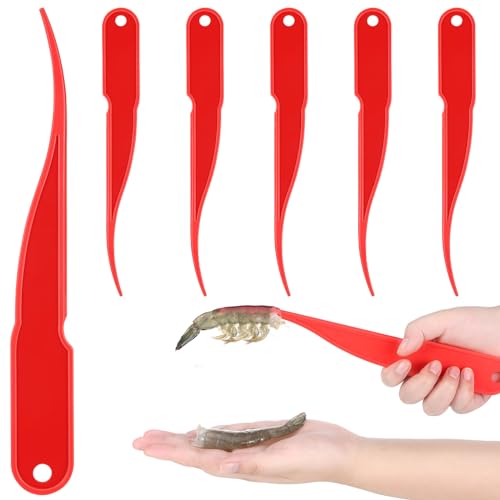 Gisafai 6 Pcs Shrimp Peeler Plastic Deveiner Cleaner Tool for Kitchen Shrimp Deveining Peel Tool, 10.2 Inch(Red) - color: Red
