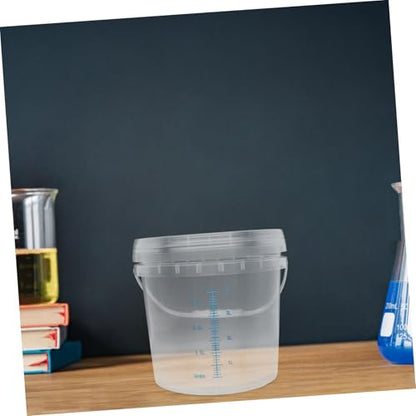 Clear Plastic Bucket with Lid: 5l Thickened Measuring Pail for Accurate Liquid Measurement - Handheld Bucket for Kitchen and Laboratory