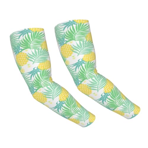 Cooling Arm Sleeves Cover Summer Sun Protection Arm Sleeves For Men Women Baseball Cycling Golf Running - color: Tropical Plant Leaves and Pineapple 9