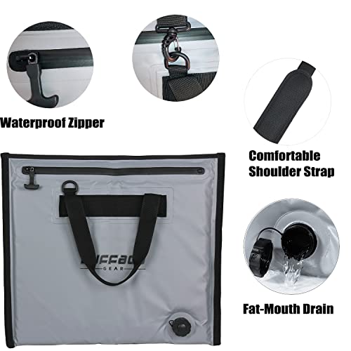 Buffalo Gear Insulated Cooler Bag - 20x18in Bait Cooler, Waterproof Fish Kill Bag - color: Gray