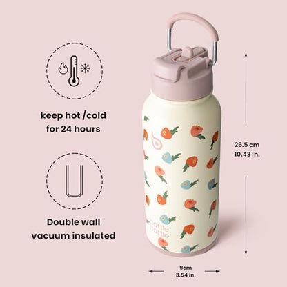 BOTTLE BOTTLE 32oz Insulated Water Bottle with Pill Box | Stainless Steel,Sport Water Bottle, with Straw Dual-use Lid and Pill Box, Design for Gym - color: buds rain