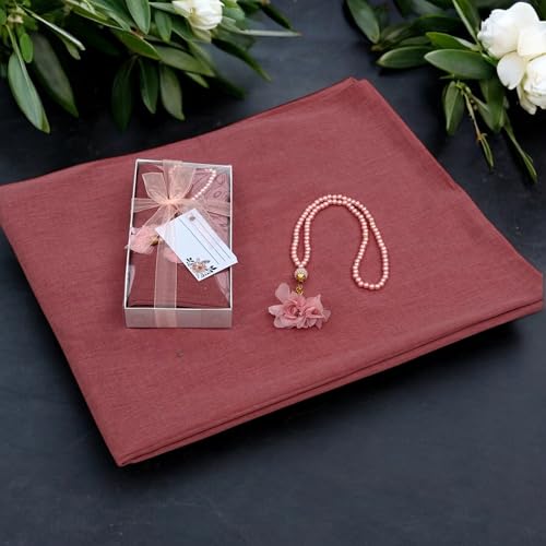 SAIKA 4 PCS Muslim Women Soft Premium Hijab, Scarves Shawl, Long Scarf Wrap, Scarves with Gift package, Islamic gift for her - color: Rose