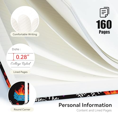 Lined Spiral Journal Notebook, A5 College Ruled Spiral Notebook for Women, Hardcover with Elegant Design for Work and Note-Taking, 5.5 * 8.25 inch, 160 Pages, Fire - color: Fire