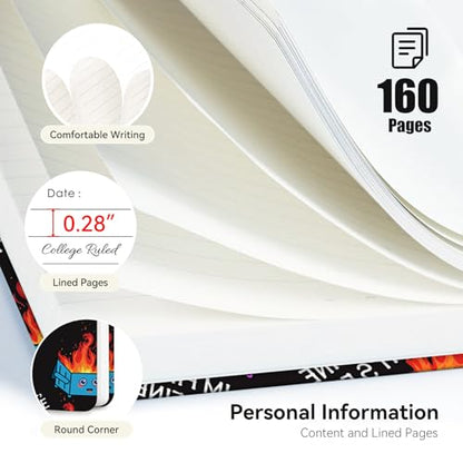 Lined Spiral Journal Notebook, A5 College Ruled Spiral Notebook for Women, Hardcover with Elegant Design for Work and Note-Taking, 5.5 * 8.25 inch, 160 Pages, Fire - color: Fire