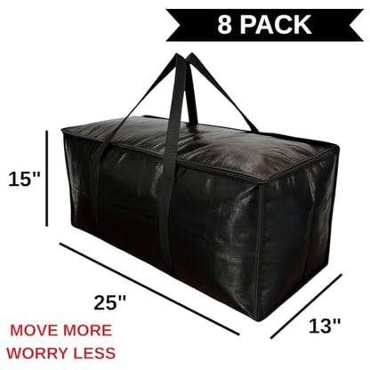 BAG-THAT! 8 - Pack Heavy Duty Large Moving Bags, with Strong Zipper and Comfortable Handles Durable & Sturdy Clothes packing Storage Bags Totes Bins Packing Moving Boxes College Supplies for moving. - size: 8 Pack