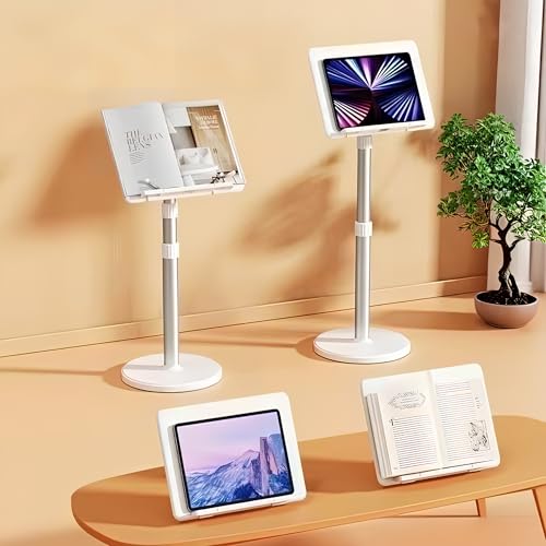 Adjustable Standing Book Stand,Book Reading Stands,Wood Music Sheet，Podium& Bible& Cookbooks Display Stands.Goodbye to Head Down Fatigue Adjustable Viewing Angle (White, 63in) - color: White, size: 63in