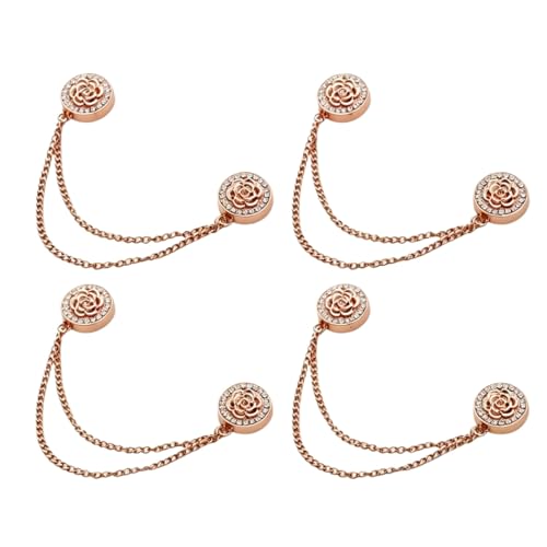Multi-Function Magnetic Clothing Clips, 4 Packs Pinless Colorful Hijab Magnets, No Pierce Clothing Buttons for Women Dress Shirt Scarf - color: Rose Gold-B