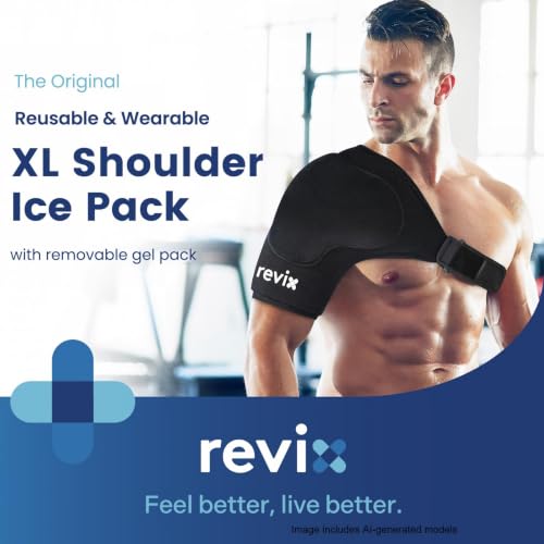REVIX XL Shoulder Ice Pack Wrap for Rotator Cuff, with Removable Gel Pack | Reusable Gel Cold Wrap, 30-Minute Cooling, Flexible Fit for Recovery, Workout Relief & Daily Comfort, Men & Women - size: XL, style: With Removable Gel Pack