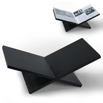 Wooden Large Book Stand for Desktop Display & Reading – Extra Large Cross Frame Open Book Holder, Sleek Finish, Coffee Table Stand for Art Bible Cookbook Easel Magazine Textbooks Quran