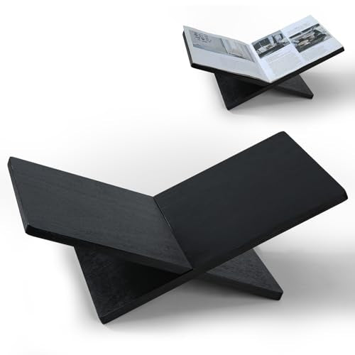 Wooden Large Book Stand for Desktop Display & Reading – Extra Large Cross Frame Open Book Holder, Sleek Finish, Coffee Table Stand for Art Bible Cookbook Easel Magazine Textbooks Quran