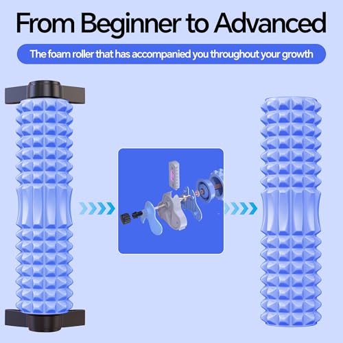 Foam Roller with Detachable Stand, 18” Deep Tissue Massage Roller | 3-Level Height Adjustable Support, Beginner-Friendly Design for Home Workout & Muscle Recovery - Blue - color: Blue