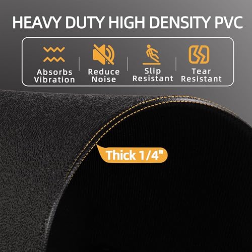 Fitvids High Density 1/4-Inch Thick Gym Equipment Mat, Non-Slip Floor Protection for Heavy Exercise, Treadmill and Bike Mat in Multiple Sizes - size: 72"L x 48"W x 0.3"Th