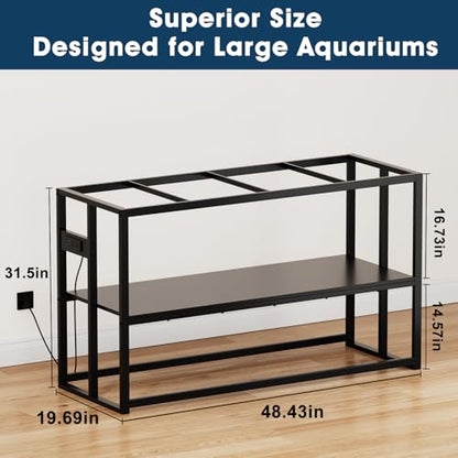 Urban Deco 55-75 Gallon Fish Tank Stand with Power Outlets, 900LBS Capacity Aquarium Stand, Metal Fish Tank Stand Dual-Layer Design Terrarium Stand, Black - color: Black with Outlet, size: 55-75 Gallon