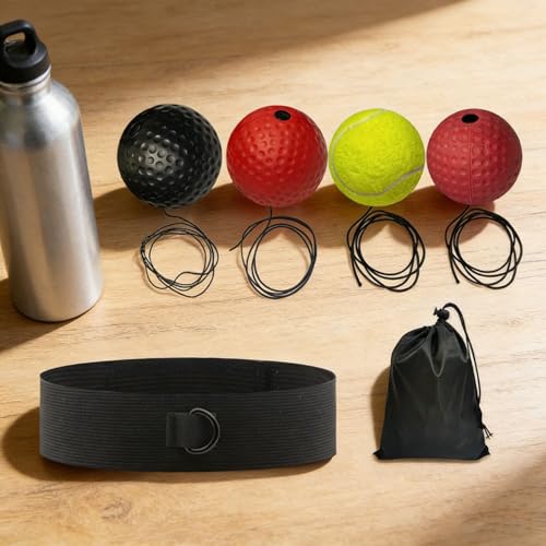 Boxing Training React Ball Punching Speed Reaction | Boxing React Ball Headband for Bedroom Travel Dorm Gym Men Women Beginners Teens Professionals - color: four balls 2