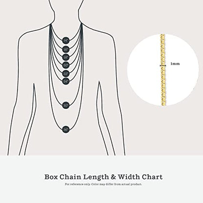 KEZEF 18K Gold Plated 925 Sterling Silver Box Chain Necklace for Women, 1mm Thin & Sturdy Italian Chain Necklace, Rose Gold & Silver Available, 15/16/18/20/22/24/30 Inch - color: Gold, size: 17 Inch