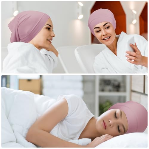 Loopeer 2 Pcs Hijab Undercaps No Slip for Women Islamic Muslim Hijab Cap Scarf for Turban Tube Neck Cover - color: Black, Pink