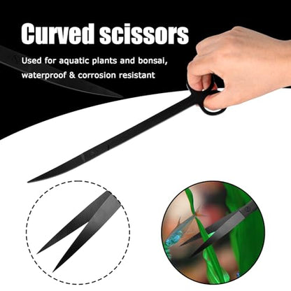 4Pcs Stainless Steel Aquascape Tool Kit with Tweezers Scissors Spatula | Black Anti-Rust Fish Tank Starter Kit Aquarium Plant Tools for Trimming Scraping Reptile Feeding - color: Black