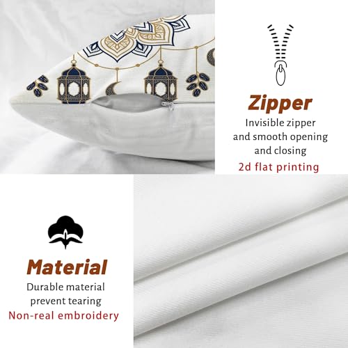 Lantern Throw Pillow Covers Set of 4, Islamic Festive Crescent Star Eid Gold with Hidden Zipper Couch Pillow Covers for Living Room Bed Office Sofa Chair Decor 12x12 Inch - size: 12" x 12" (Pack of 4)
