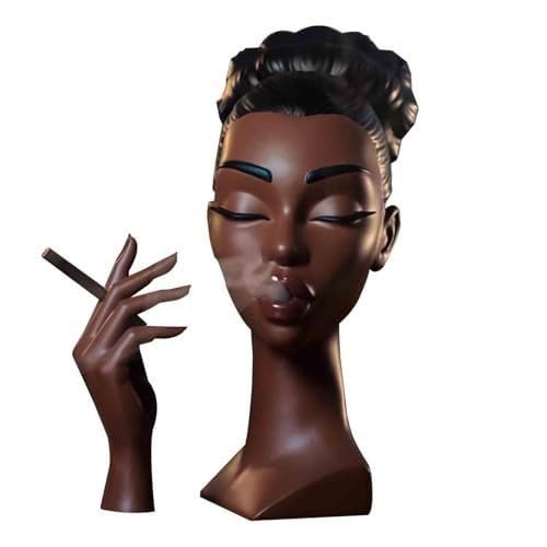 Incense Holder,Black Woman Smoking Head Incense Burner,Unique Home Gift,Desk Decor Suitable for Bedroom and Living Room