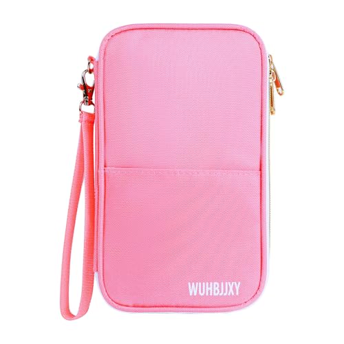 Valuable Practical, RFID Family Passport holder, Travel Wallet (Pink), Travel Document Organizer, Passport Bag, Three-layer Design,Strong Storage Capacity - color: pink