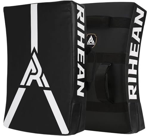 Martial Arts Kicking Shield Pad for Muay Thai, Taekwondo Football, Basketball, Hockey Training - Denser Foam, High-Density PU Leather Cover - color: Black Pad