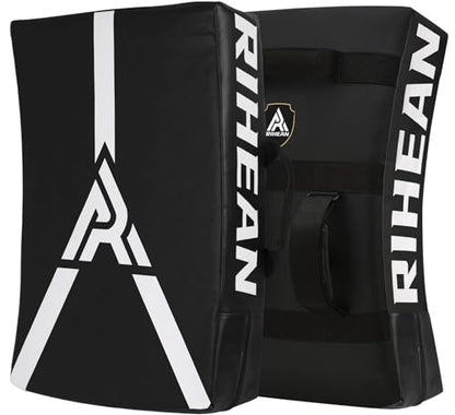 Martial Arts Kicking Shield Pad for Muay Thai, Taekwondo Football, Basketball, Hockey Training - Denser Foam, High-Density PU Leather Cover - color: Black Pad