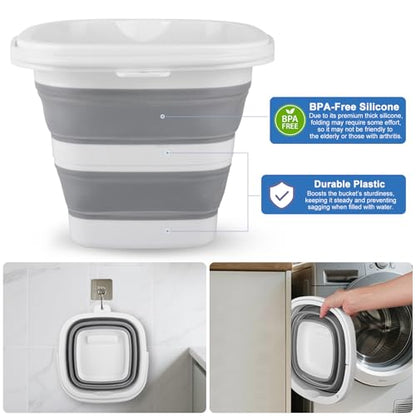 Car Wash Bucket 5L, Collapsible Bucket for Cleaning Supplies, Folding Mop Buckets Water Storage Containers for Camping Gardening Finishing Beach Outdoor RV Sink Wash Basin Ice Tub Swamp Emergency Prep - size: 5L