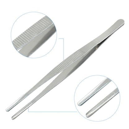 2 Pcs 8 Inch Stainless Steel Forceps, Straight Metal Tweezers General Application for Kitchen, Crafts, Plants - size: 8 Inch