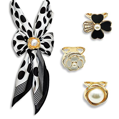 3pcs Fashion Scarf Ring Clip 3 Rings Silk Scarves Clip For Women Shawl Clip Buckle Gold Smooth Scarf Brooches Buckle - color: Scarf clip A-3PCS