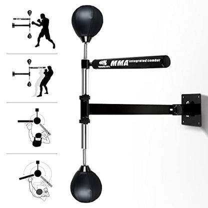 Innolife Boxing Spinning Bar with 2pcs Speed Ball, Multifunction Wall Mounted MMA Speed Trainer, black, ‎73 x 26 x 17 cm; 7.03 Kilograms