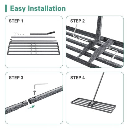 Lawn Leveling Rake 30"x10", Heavy Duty Rakes for Lawns with Anti-Rust Coating & Adjustable Handle, Effort-Saving Lawn Leveler for Yard Garden Farm Golf Course Lawn Care - size: 30"x10"