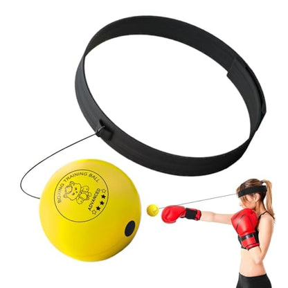 Boxing Ball - Funny Head-Mounted Adjustable Gear, Gym Punch Reflex Trainer with Comfortable Headband, Fight Speed Equipment, Striking Reflexes Device, Equipment for Men Women - color: Yellow