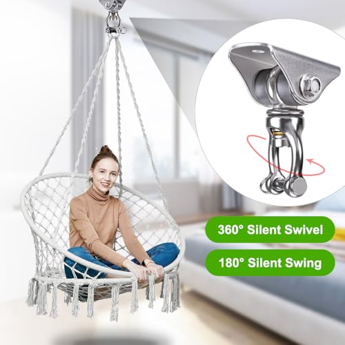SELEWARE Silent Swing Hanger Heavy Duty Swing Hook Swivel Bearing Swing Mount Hardware for Porch Swing Hammock Chair Heavy Bag Yoga Silk Suspension Straps Olympic Rings 2 Pack - color: C: 360° Bearing Swing Hanger ( 2 Pack )