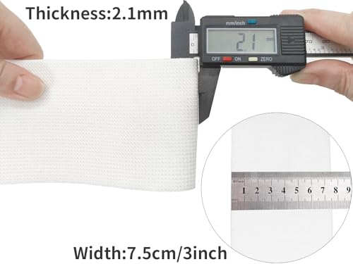 White Knit Elastic Band for Sewing 3 inch 5 Yards Double-Side Twill Woven Elastic Heavy Stretch Elastic Spool for Clothes Pants Waistband, Wigs, Skirts, Craft DIY Projects - color: White