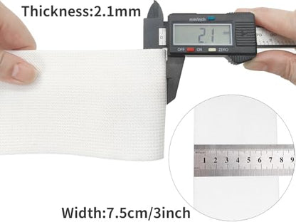 White Knit Elastic Band for Sewing 3 inch 5 Yards Double-Side Twill Woven Elastic Heavy Stretch Elastic Spool for Clothes Pants Waistband, Wigs, Skirts, Craft DIY Projects - color: White