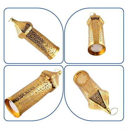 Moroccan Style Hollow Iron Lantern For Ramadan Festival Decoration With Ornamental Light Feature For Home Use (L)