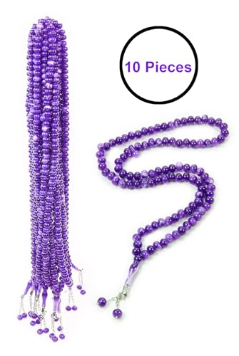 ihvan online, Tasbih Prayer Beads 99, Pack of 10, Muslim Prayer Bead, Islamic Rosary Bead, Dhikr, Tasbeeh Bulk, Misbaha, Masbaha, Tespih, Islamic Gift for Ramadan & Mawlid & Hajj Umrah - color: Purple