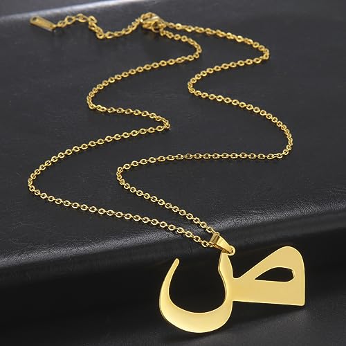 Stainless Steel Arabic Letter 'Alif' Pendant Necklace, Unisex Initial Jewelry - color: Style 06, size: Steel Color